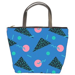 Seamless Triangle Circle Blue Waves Pink Bucket Bags