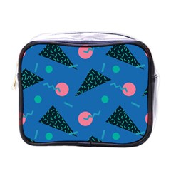 Seamless Triangle Circle Blue Waves Pink Mini Toiletries Bags by Mariart