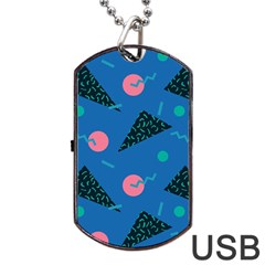 Seamless Triangle Circle Blue Waves Pink Dog Tag Usb Flash (one Side) by Mariart