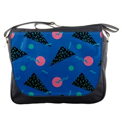 Seamless Triangle Circle Blue Waves Pink Messenger Bags by Mariart