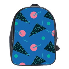 Seamless Triangle Circle Blue Waves Pink School Bags (xl) 