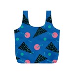 Seamless Triangle Circle Blue Waves Pink Full Print Recycle Bags (S)  Front