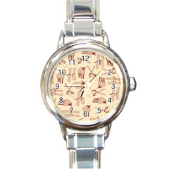 Sheep Goats Paper Scissors Round Italian Charm Watch by Mariart