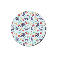 Redbubble Animals Cat Bird Flower Floral Leaf Fish Rubber Round Coaster (4 Pack) 