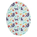 Redbubble Animals Cat Bird Flower Floral Leaf Fish Oval Ornament (Two Sides) Front