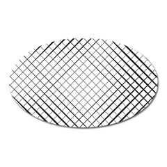 Simple Pattern Waves Plaid Black White Oval Magnet