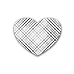 Simple Pattern Waves Plaid Black White Rubber Coaster (heart) 