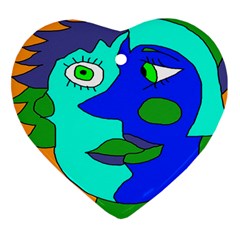 Visual Face Blue Orange Green Mask Ornament (heart)