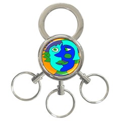 Visual Face Blue Orange Green Mask 3-ring Key Chains by Mariart