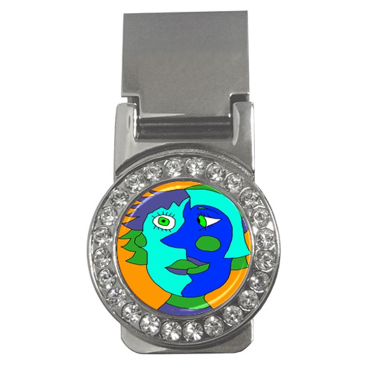 Visual Face Blue Orange Green Mask Money Clips (CZ) 