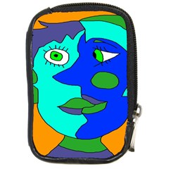 Visual Face Blue Orange Green Mask Compact Camera Cases by Mariart