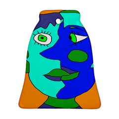Visual Face Blue Orange Green Mask Ornament (bell)