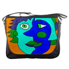 Visual Face Blue Orange Green Mask Messenger Bags