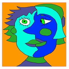 Visual Face Blue Orange Green Mask Large Satin Scarf (square) by Mariart