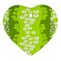 Sunflower Green Heart Ornament (two Sides) by Mariart