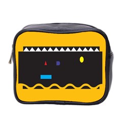 Bright Polka Wave Chevron Yellow Black Mini Toiletries Bag 2-side by Mariart