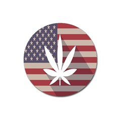 Flag American Star Blue Line White Red Marijuana Leaf Magnet 3  (round) by Mariart