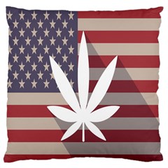 Flag American Star Blue Line White Red Marijuana Leaf Standard Flano Cushion Case (one Side) by Mariart