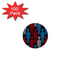 Human Man People Red Blue Grey Black 1  Mini Buttons (100 Pack)  by Mariart