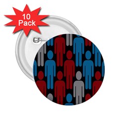 Human Man People Red Blue Grey Black 2 25  Buttons (10 Pack) 