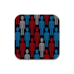 Human Man People Red Blue Grey Black Rubber Square Coaster (4 Pack) 