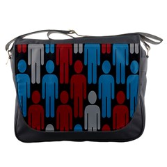 Human Man People Red Blue Grey Black Messenger Bags by Mariart