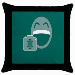 Laughs Funny Photo Contest Smile Face Mask Throw Pillow Case (black)