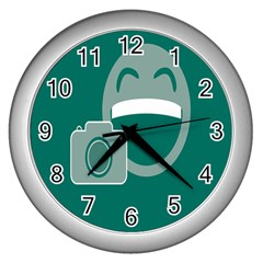 Laughs Funny Photo Contest Smile Face Mask Wall Clocks (silver) 