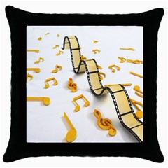 Isolated Three Dimensional Negative Roll Musical Notes Movie Throw Pillow Case (black) by Mariart