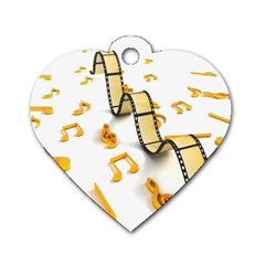 Isolated Three Dimensional Negative Roll Musical Notes Movie Dog Tag Heart (one Side) by Mariart