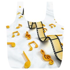 Isolated Three Dimensional Negative Roll Musical Notes Movie Full Print Recycle Bags (l)  by Mariart