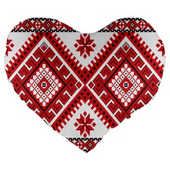 Fabric Aztec Large 19  Premium Flano Heart Shape Cushions