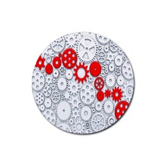 Iron Chain White Red Rubber Coaster (Round) 