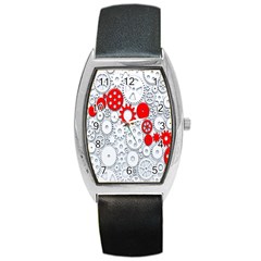 Iron Chain White Red Barrel Style Metal Watch