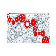 Iron Chain White Red Cosmetic Bag (Large) 