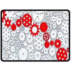 Iron Chain White Red Fleece Blanket (Large) 