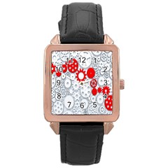 Iron Chain White Red Rose Gold Leather Watch 