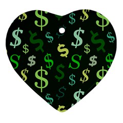 Money Us Dollar Green Ornament (heart)