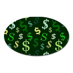 Money Us Dollar Green Oval Magnet