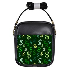 Money Us Dollar Green Girls Sling Bags by Mariart