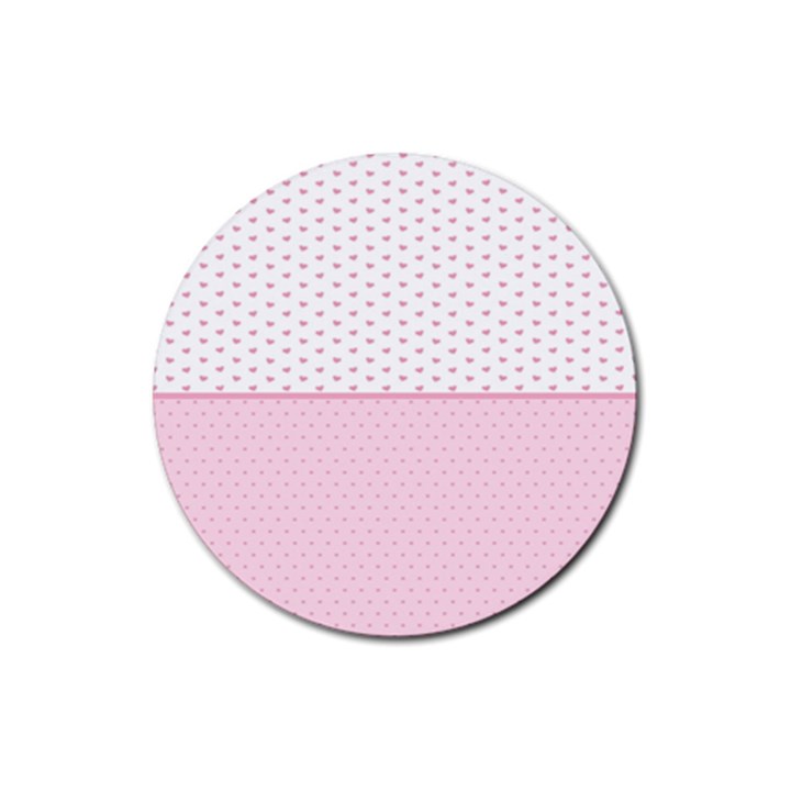 Love Polka Dot White Pink Line Rubber Round Coaster (4 pack) 