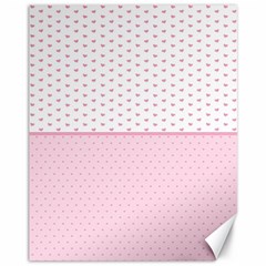 Love Polka Dot White Pink Line Canvas 11  X 14  