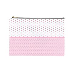 Love Polka Dot White Pink Line Cosmetic Bag (large)  by Mariart