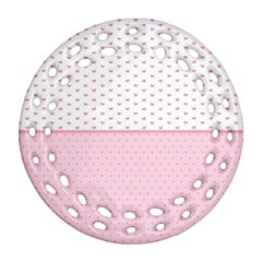 Love Polka Dot White Pink Line Round Filigree Ornament (two Sides)