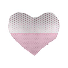 Love Polka Dot White Pink Line Standard 16  Premium Heart Shape Cushions by Mariart