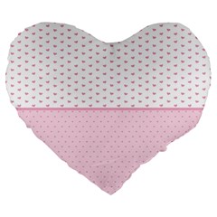 Love Polka Dot White Pink Line Large 19  Premium Flano Heart Shape Cushions by Mariart