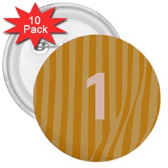 Number 1 Line Vertical Yellow Pink Orange Wave Chevron 3  Buttons (10 Pack) 