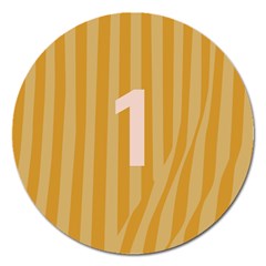 Number 1 Line Vertical Yellow Pink Orange Wave Chevron Magnet 5  (round) by Mariart