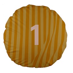 Number 1 Line Vertical Yellow Pink Orange Wave Chevron Large 18  Premium Flano Round Cushions by Mariart