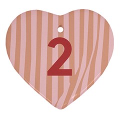 Number 2 Line Vertical Red Pink Wave Chevron Ornament (heart) by Mariart